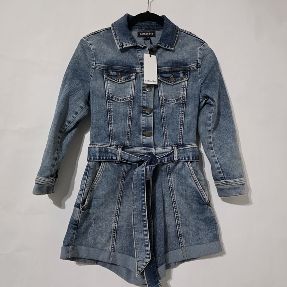 Retrofete Kerry Romper Blue Denim Jumpsuit Romper - S - NWT - Picture 2 of 9